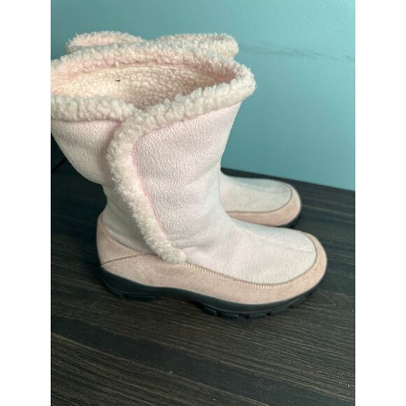 Lands End Boots Womens 7 B Mid Calf Back Zip Insulated Winter Boot pink Suede - Picture 4 of 8